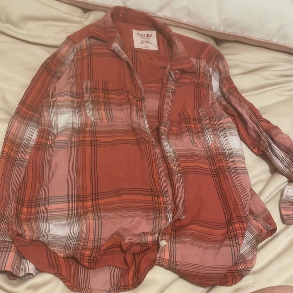 Mossimo supply co boyfriend flannel orange